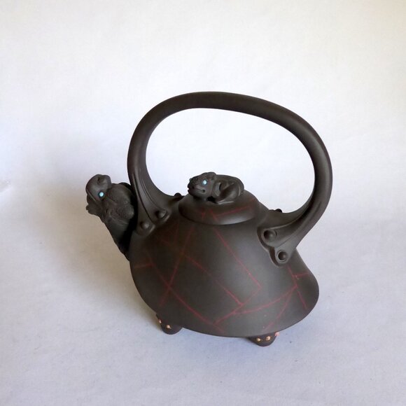 VINTAGE NEW TRADITIONAL CHINESE YIXING ZISHA  DRAGON TURTLE PURPLE CLAY TEAPOT - Picture 8 of 16